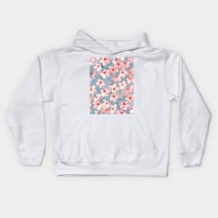 Shabby Chic Hibiscus Patchwork Pattern in Pink & Blue Kids Hoodie